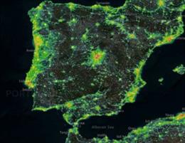 Archivo - Mapa de contaminación lumínica en España