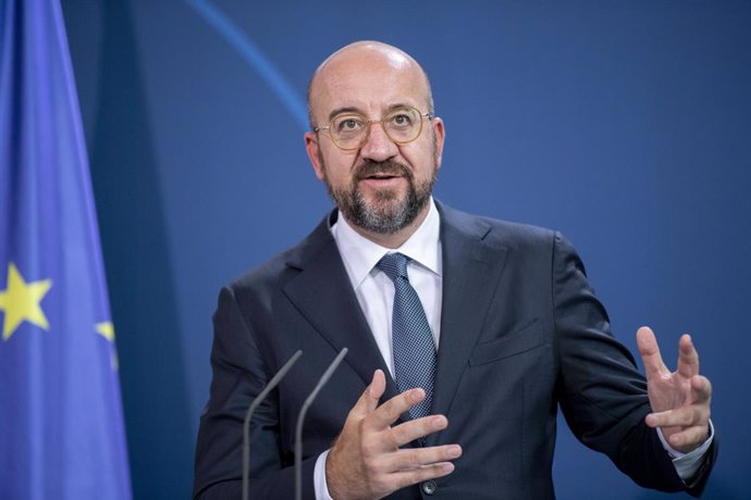 09 September 2022, Berlin: EU Council President Charles Michel speaks during a press conference in Berlin. Photo: Christophe Gateau/dpa