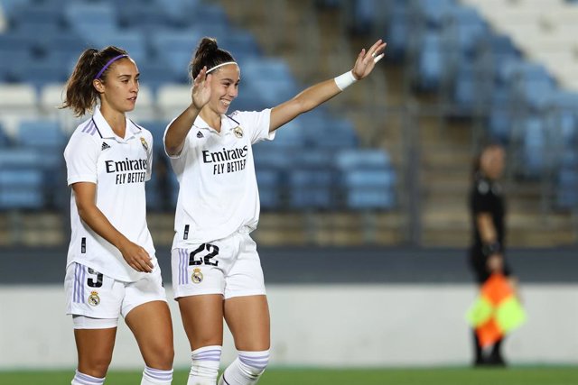 Archivo - Athenea del Castillo of Real Madrid celebrates a goal during the football qualifying match of UEFA Women’s Champions League, LP Group 4, played between Real Madrid and SK Sturm Graz Damen at Alfredo Di Stefano stadium on August 18, 2022 in Valde