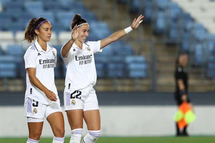Archivo - Athenea del Castillo of Real Madrid celebrates a goal during the football qualifying match of UEFA Womens Champions League, LP Group 4, played between Real Madrid and SK Sturm Graz Damen at Alfredo Di Stefano stadium on August 18, 2022 in Val