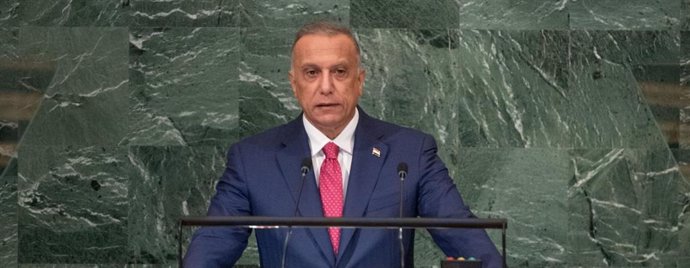 El primer ministro de Irak, Mostafá al Kazemi, en la Asamblea de la ONU