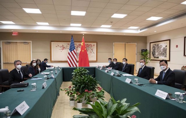 Reunión del secretario de Estado de Estados Unidos, Antony Blinken, con su homólogo, el ministro de Exteriores chino, Wang Yi, en los márgenes de la Asamblea General de Naciones Unidas en Nueva York, EEUU