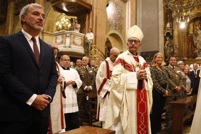 El arzobispo de Barcelona, el cardenal Joan Josep Omella, en la tradicional misa por la fiesta mayor de Barcelona, la Merc, en la basílica de la Merc.