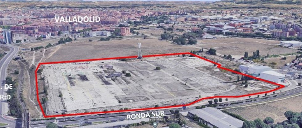 Imagen aérea de la antigua parcela de Uralita en Valladolid.