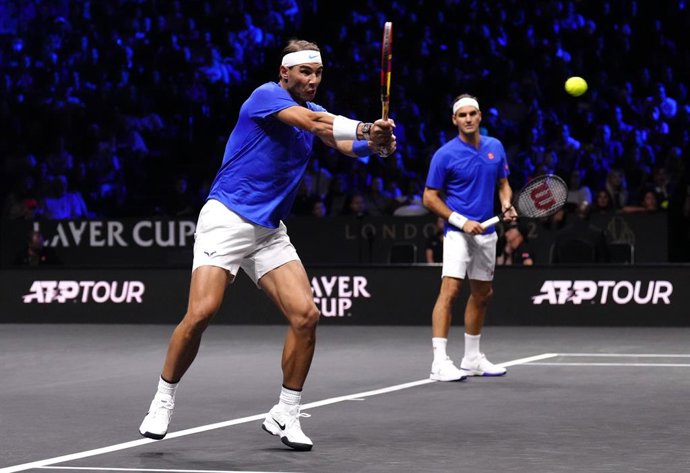Rafa Nadal i Roger Federer en la Copa Laver