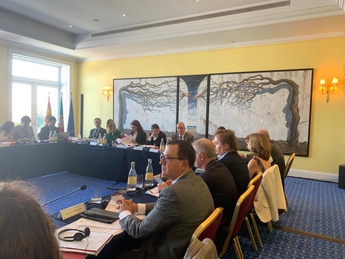 El director de Acción Exterior de la Administración autonómica, Fernando Rubio, durante su intervención en la XIV Comisión Luso-Española de Cooperación Transfronteriza (Clectf) celebrada en la localidad portuguesa de Vila de Nova de Gaia