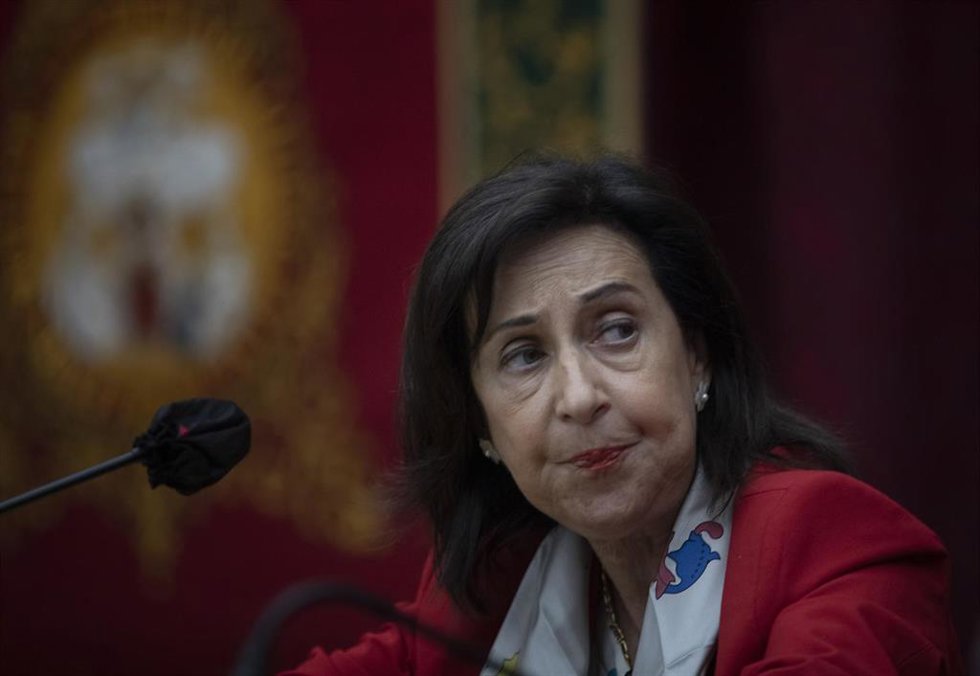 La ministra de Defensa, Margarita Robles, durante la presentación del libro 'The Limitations of the Law of Armed Conflicts:' en la Universidad de Sevilla. A 23 de septiembre de 2022,