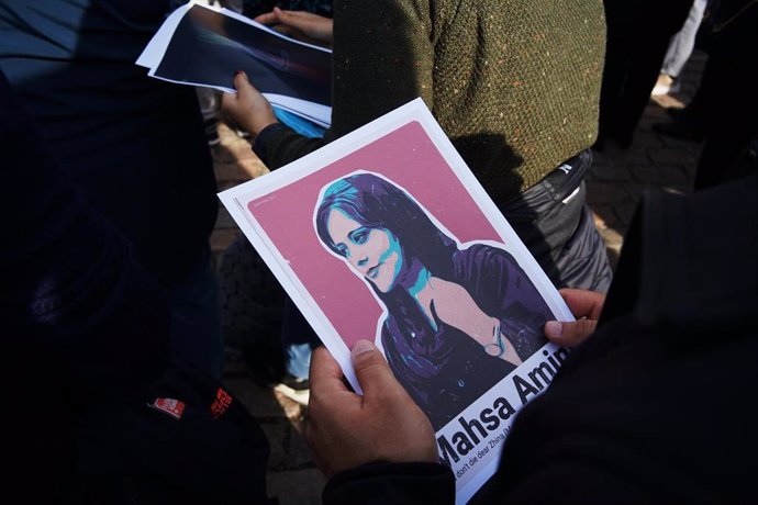 Manifestción en protesta por la muerte de Mahsa Amini en Copenhague, Dinamarca