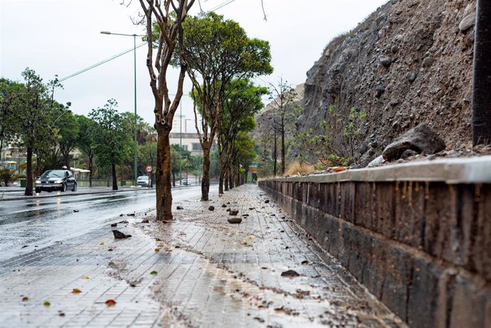 Desprendimientos de algunas rocas por la lluvia, a 25 de septiembre de 2022, en Las Palmas de Gran Canaria