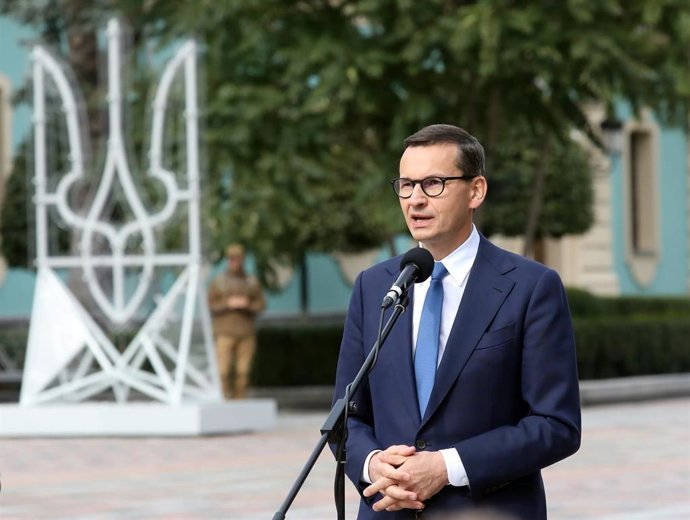El primer ministro de Polonia, Mateusz Morawiecki, en Kiev.