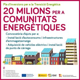 Cartel de la convocatoria de ayudas a las comunidades energéticas del Govern.