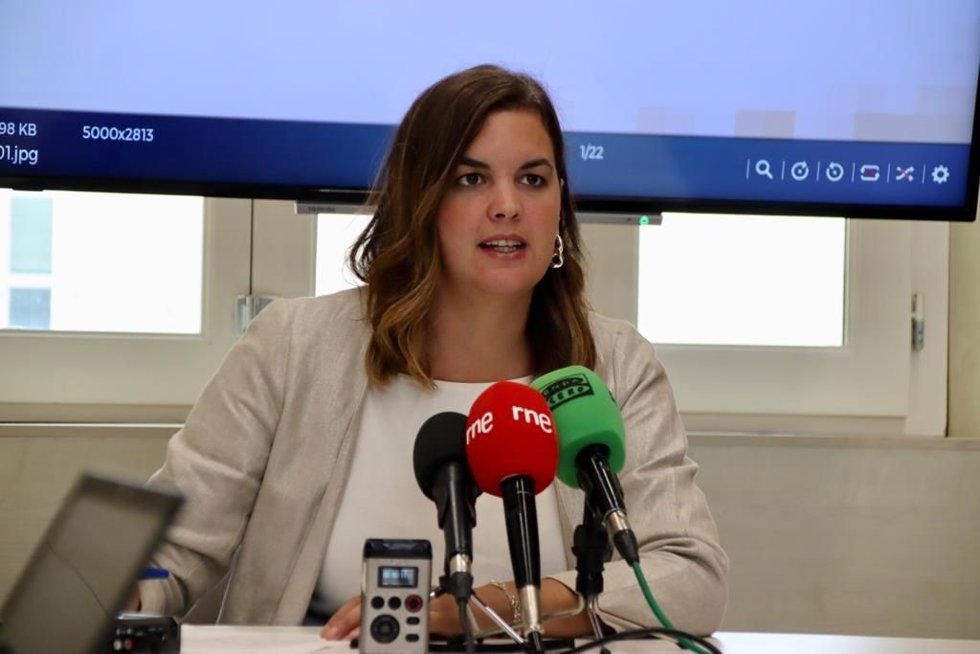 La vicealcaldesa de Valncia y edil de Desarrollo y Renovación Urbana, Sandra Gómez, este lunes ante los medios de comunciación.