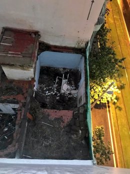 Desprendimiento del techo de una vivienda abandonada en Santa Cruz de Tenerife