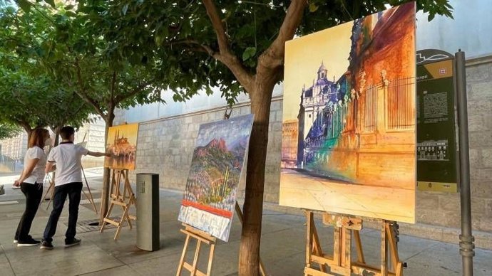 Exposición de obras en una edición anterior del concurso.