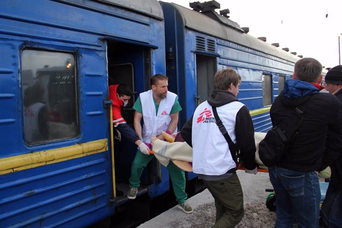 Archivo - Tren medicalizado de Médicos Sin Fronteras en Ucrania.