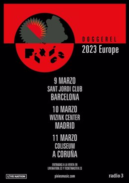 Cartel de los conciertos de Pixies en España en marzo de 2023