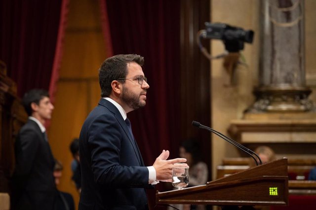 El presidente de la Generalitat, Pere Aragonès, en el Debate de Política General en el Parlament.
