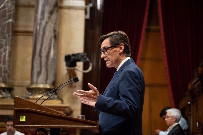 El líder del PSC-Units en el Parlament, Salvador Illa, en el Debate de Política General el 27 de septiembre.