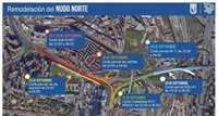 Las obras en el Nudo Norte cortarán esta noche el tráfico y provocarán suspensiones parciales hasta el viernes