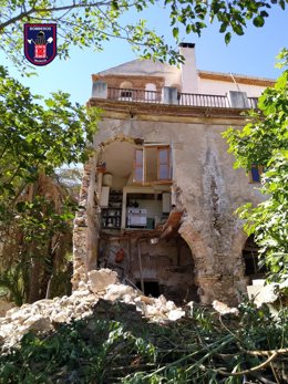Estado del eremitorio Nuestra Señora de la Luz tras sufrir el derrumbe de parte de su infraestructura