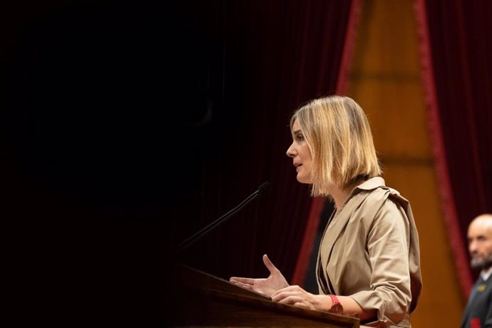La líder de los comuns en el Parlament, Jéssica Albiach, interviene en el debate de política general anual, en el Parlament de Catalunya. 