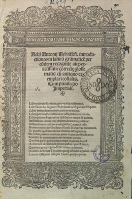 Detalla de uno de los ejemplares de ediciones nebrisenses custodiados por la Biblioteca de la US