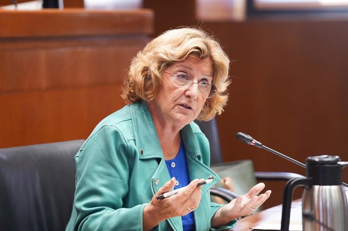 La consejera de Ciudadanía y Derechos Sociales del Gobierno de Aragón, María Victoria Broto, comparece, en comisión, en las Cortes autonómcias.