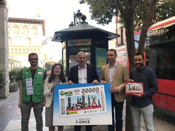 Presentación cupón de la ONCE del 12 de octubre que distribuirá 5 millones de boletos con la imagen del Pilar