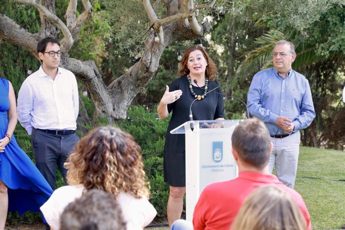 La presidenta del Govern, Francina Armengol, durante el acto de hoy en Calvi.