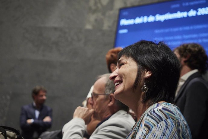 La parlamentaria y candidata de EH Bildu a la presidencia de Navarra en las próximas elecciones forales, Laura Aznal, durante una sesión plenaria en el Parlamento de Navarra.