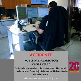 Gráfico elaborado por el 112 con datos sobre el accidente en la CL-526 en Robleda (Salamanca)