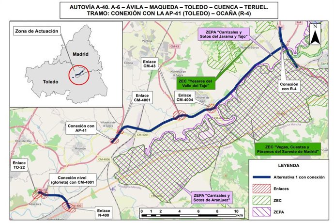 Mitma obtiene Declaración de Impacto Ambiental favorable al estudio informativo de la A-40 entre Toledo y Ocaña