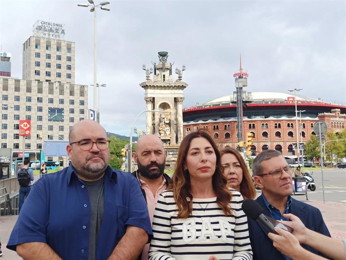 La presidenta de Cs en Barcelona, Luz Guilarte, en rueda de prensa este jueves.