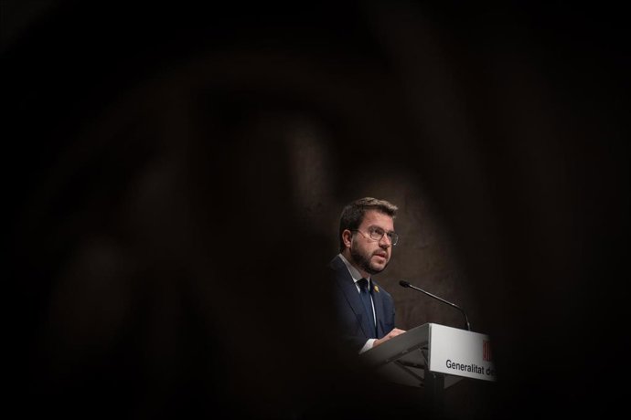 El president de la Generalitat, Pere Aragons, comparece ante los medios, a 28 de septiembre de 2022, en Barcelona, Catalunya (España). 