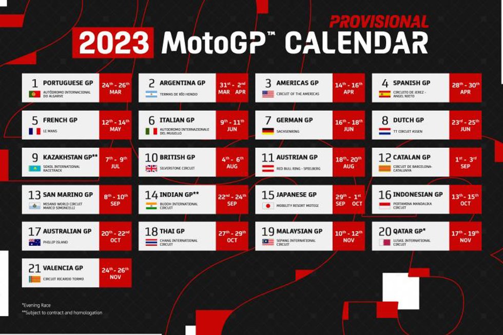 Calendario de MotoGP 2023