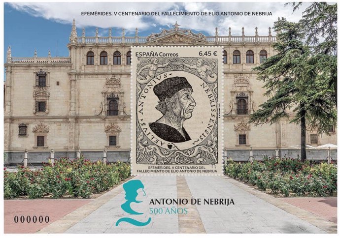 Sello con motivo del V centenario del fallecimiento de Elio Antonio de Nebrija.