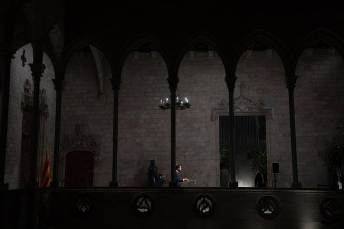 El president de la Generalitat, Pere Aragons, comparece ante los medios, a 28 de septiembre de 2022, en Barcelona, Catalunya (España). Durante la comparecencia ha informado del cese del vicepresidente de la Generalitat, Jordi Puigneró, por la "pérdida 