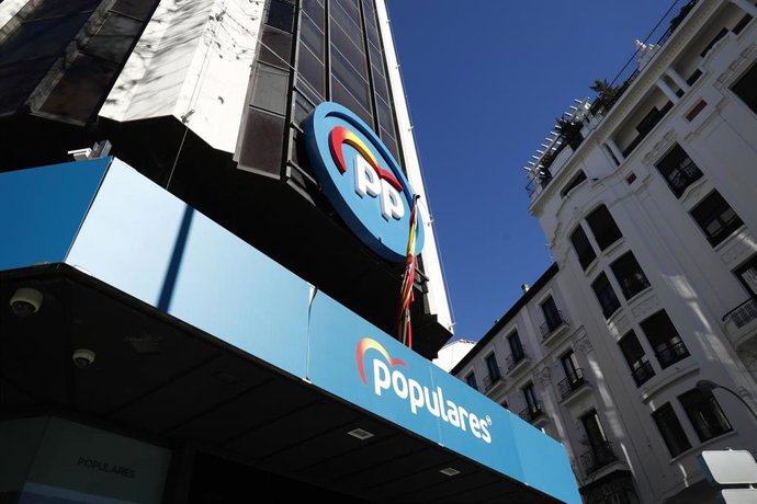 Archivo - Sede del Partido Popular en la calle Génova, a 22 de febrero de 20222, en Madrid (España). García-Egea sale de Génova en el momento en el que el alcalde de Madrid, José Luis Martínez-Almeida, está anunciando en el Ayuntamiento que dimite de su
