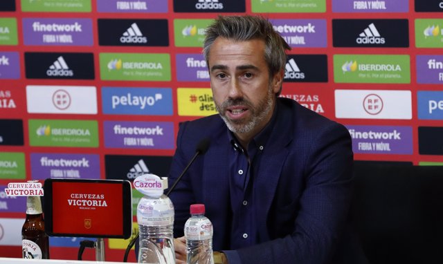 El seleccionador nacional femenino de fútbol, Jorge Vilda, en rueda de prensa en la Ciudad del Fútbol de la RFEF.