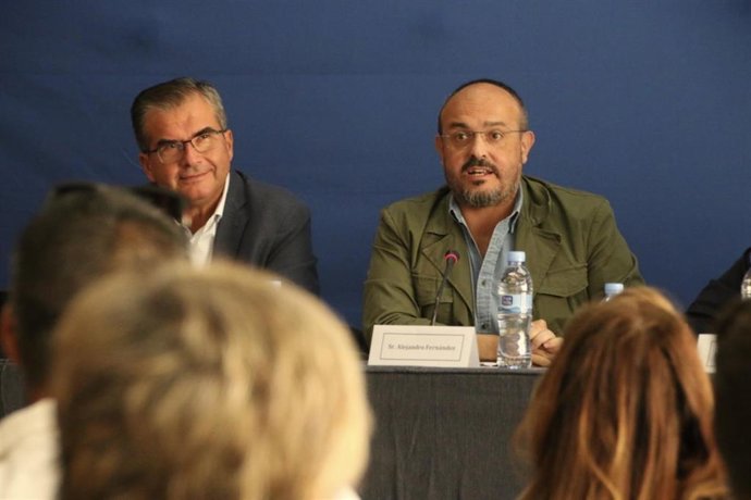 El presidente del PP catalán, Alejandro Fernández, en un acto en Tarragona.