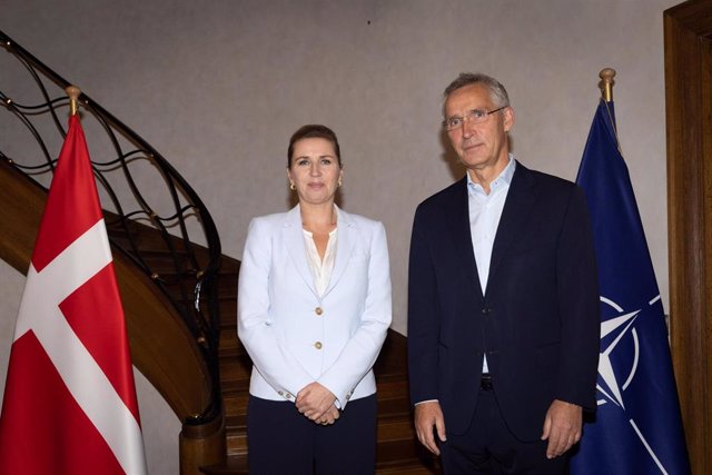 El secretario general de la OTAN, Jens Stoltenberg, y la primera ministra danesa, Mette Frederiksen, en Bruselas