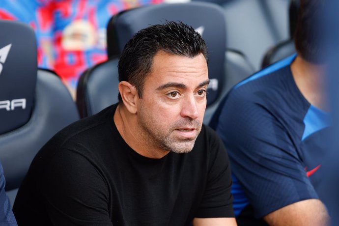 Xavi Hernandez coach of FC Barcelona looks on during the La Liga match between FC Barcelona and Elche CF at Spotify Camp Nou Stadium in Barcelona, Spain, on September 17th, 2022.