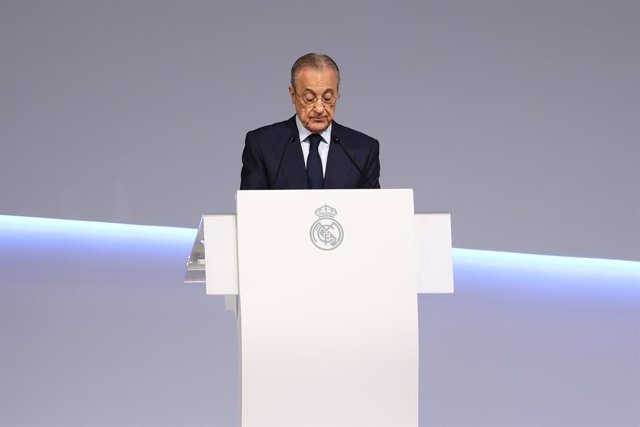 Florentino Perez, President of Real Madrid, attends during the Ordinary General Assembly of Real Madrid celebrated at Ciudad Deportiva Real Madrid on October 02, 2022, in Valdebebas, Madrid, Spain.