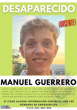 Buscan a Manuel Guerrero, desaparecido en Granada el pasado viernes 30 de septiembre.