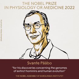 El investigador sueco Svante Pbo, distinguido con el Premio Nobel de Medicina o Fisiología 2022 por sus descubrimientos sobre "los genomas de homínidos extintos y la evolución humana".