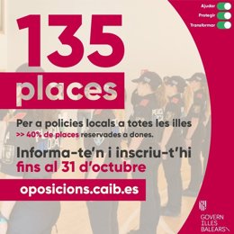 Cartel de la apertura de inscripciones para el proceso unificado de oposiciones de policías locales.