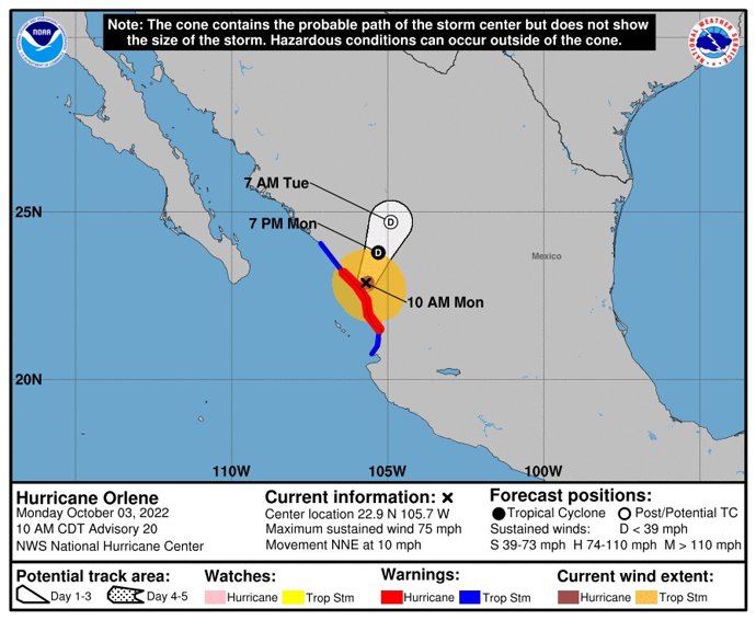 El huracán 'Orlene' en México