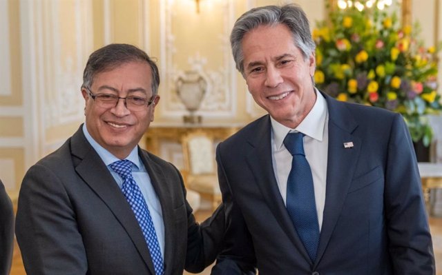 El presidente de Colombia, Gustavo Petro, y el secretario de Estado de Estados Unidos, Antony Blinken