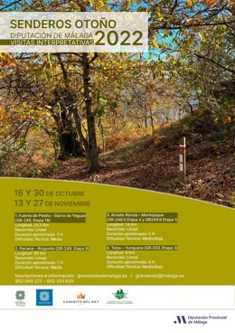 Cartel rutas senderistas en otoño