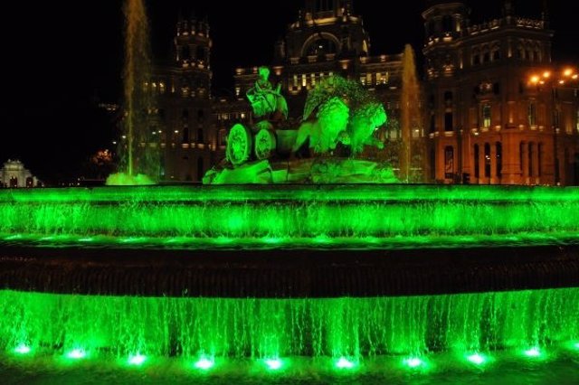 Archivo - La Cibeles se ilumina de verde con motivo de la celebración del Día de Concienciación del Trastorno de Deficiencia de CDKL5